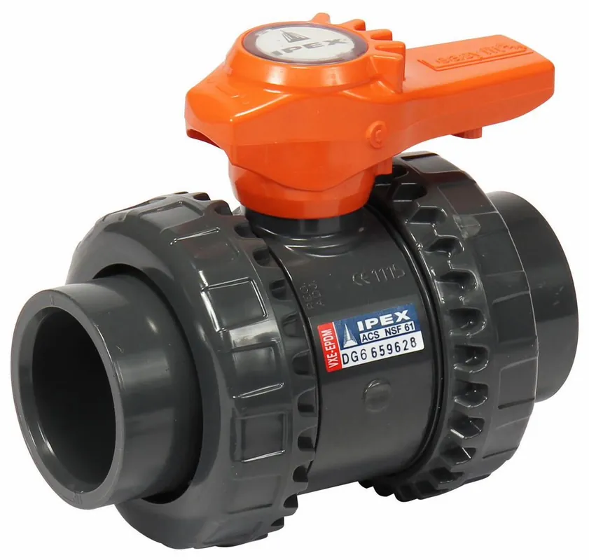 Ipex 353009 1-1/2 inches vxe true union ball valve pvc epdm socket/thread easyfit xirtec-140