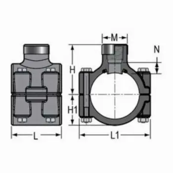 Spears 867-528SR 6X2 PVC Clamp Saddle Srfpt EPDM ZNC Bolt