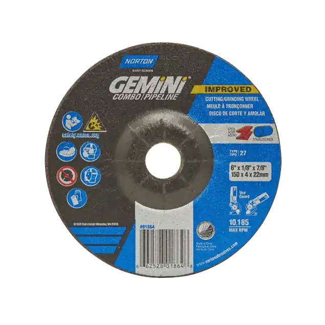 Norton 66252939259 Gemini Extra Coarse Grit 7 inches X 1/8 inches X 5/8 inches - 11 inches Type 27 Depressed Center Wheel