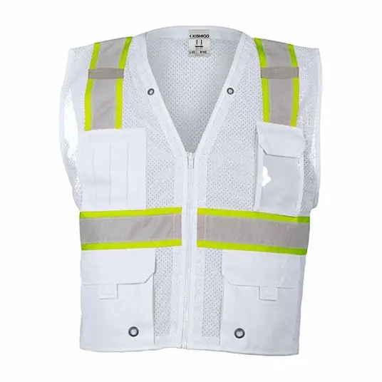 Kishigo B105-L-XL L-XL White Enhanced Visibility Multi Pocket Vest B105-L-XL