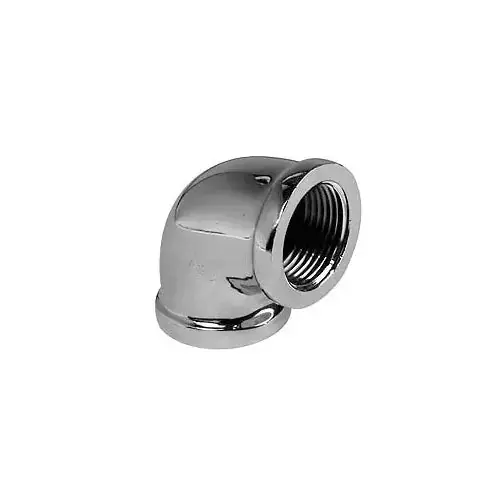Merit Brass C101-06 Chrome Plated Brass Pipe Fitting, 90 Degree Elbow, 3/8 inches NPT Female