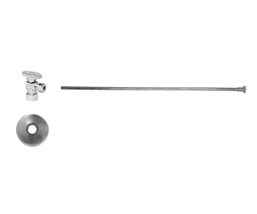 Mountain Plumbing MT4820BO-NL/CHBRZ Toilet Supply Kit - Brass Oval Handle with 1/4 Turn Ball Valve (MT403-NL) - Angle, Flat Head Riser