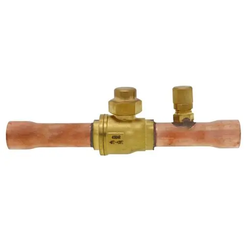 White-Rodgers 81016 5/8 inches ODF BVSS Series Refrigeration Ball Valve w/ Access Valve, Brass Locking Seal Cap (R-410A)