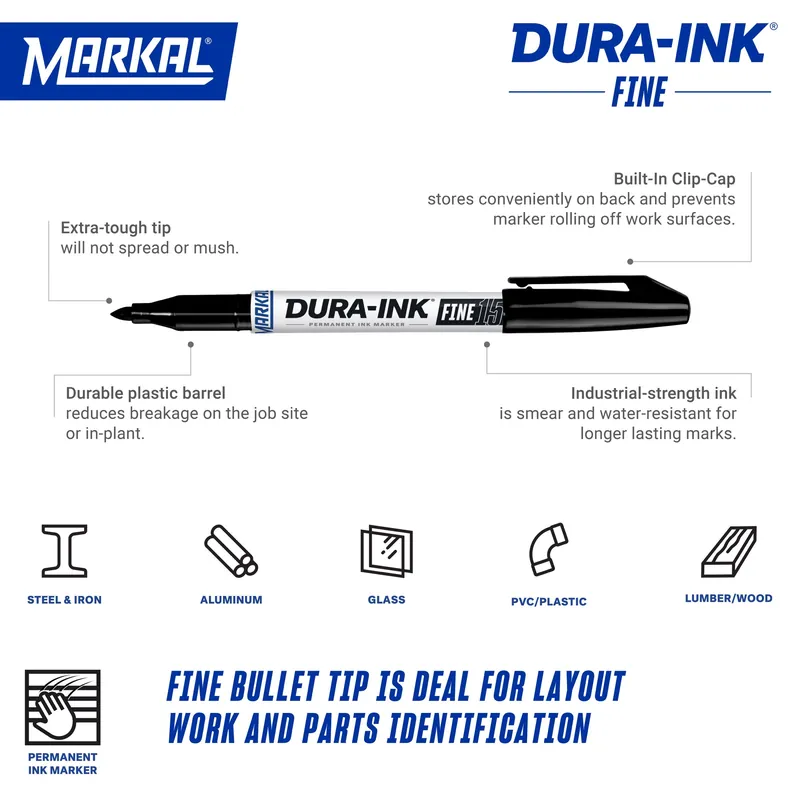 Markal 096025 Dura-Ink Fine Permanent Marker 1/16 in