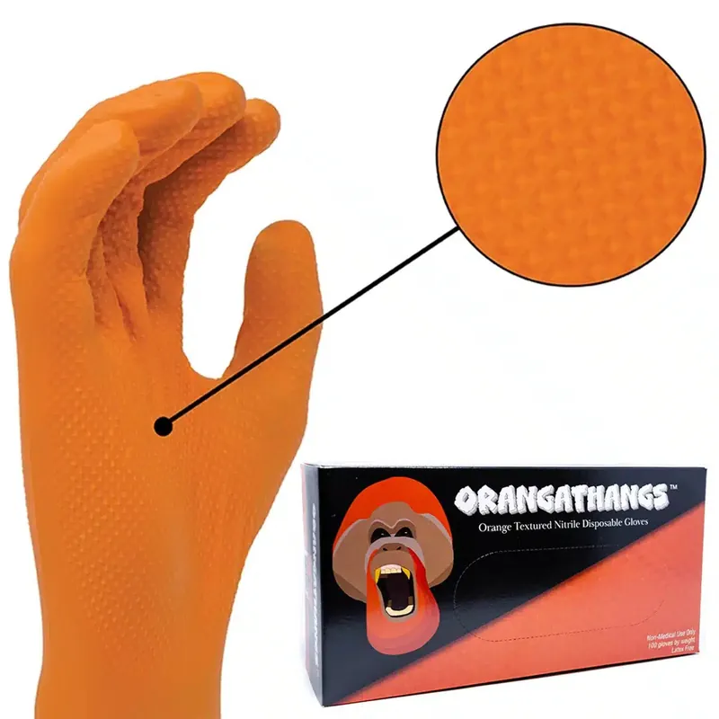 Shubee D-SB-OTHANGS-L Orangathangs Orange Nitrile Gloves (100 Gloves)