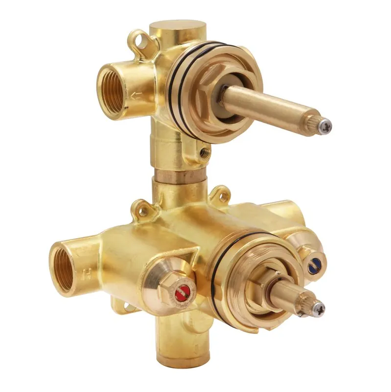 Huntington Brass P2023199 1/2 inches x 1/2 inches, FPT x FPT, 10 GPM, Forged Brass, 2-Port Diverter, Thermostatic, Rough-In, Center Off Control, Mixing, Shower Valve