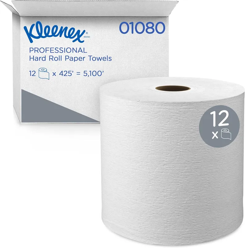 Kimberly-Clark 01080 Kleenex Hard Roll Paper Towels 425 feet/Roll, 12 Rolls/Case, 5,100 feet/Case
