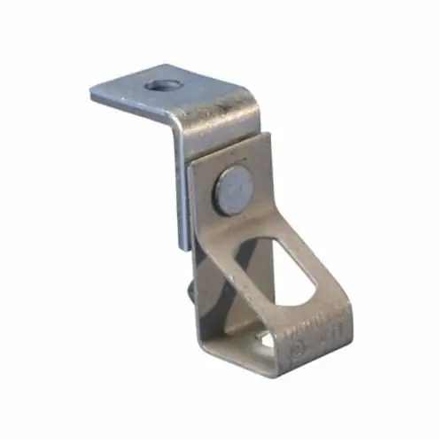 Nvent 6TIB Thread Install Rod Hanger with Angle Bracket, 0.25 inches Hole 1, Plain, 0.375 inches Hole 2, Threaded