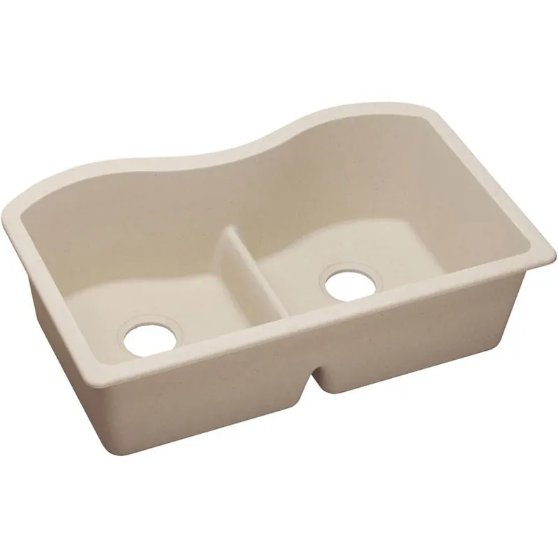 Elkay ELGULB3322PT0 Quartz Classic 33 inches x 20 inches x 9-1/2 inches Double Bowl Undermount Sink with Aqua Divide