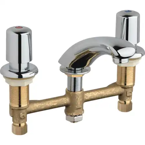 Chicago Faucets 404-VE2805-765ABCP Series Deck-Mounted Metering Faucet 8 inches Centers