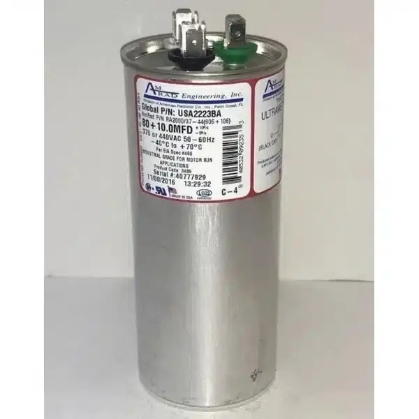 American Radionic USA2223BA Run Capacitor 80+10 MFD 370/440