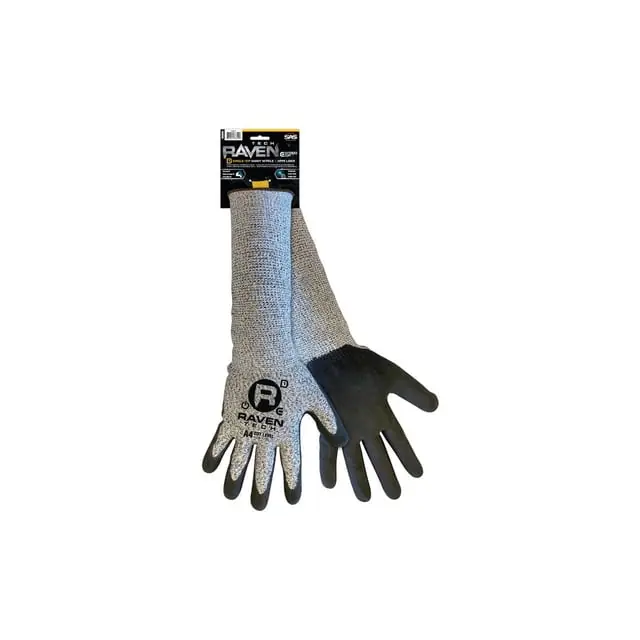 Sas Safety 6780-14 Raven Tech Extended Cuff Nitrile Dipped Sandy Finish Cut Level A4 Gloves - Xlrg