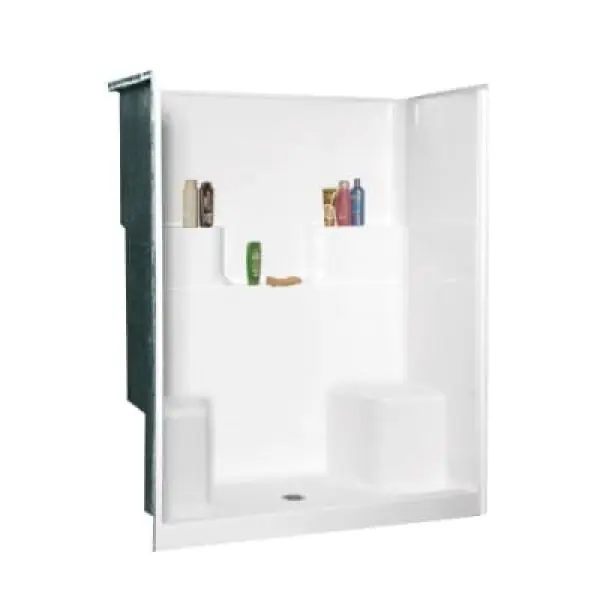Oasis SH-6034DS WHT Shower Stall 60 X 33.375 Center Drain 2 Seats
