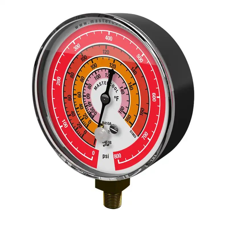 Master Cool Tools 58803 High-Side Pressure and Temperature Analog Gauge for R-22/R-404A/R-410A Refrigerant, psi, °F, 3-1/8 in.