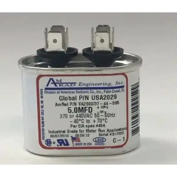 American Radionic USA2029 Oval Run Capacitor 5 MFD 370/440 Volt