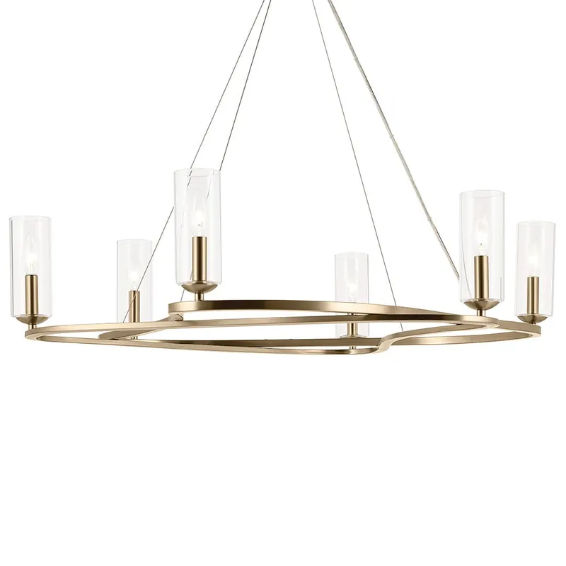 Kichler 52771CPZ Harpin Chandelier 6-Light 37.75 inchesW x 8.5 inchesH