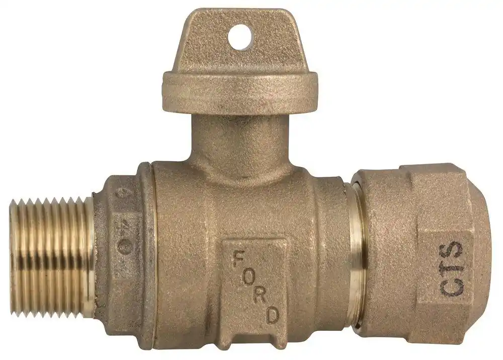 Ford Meter Box B84-444-Q-NL 1 in. MIPT x Quick Joint Brass Ball Valve Curb Stop