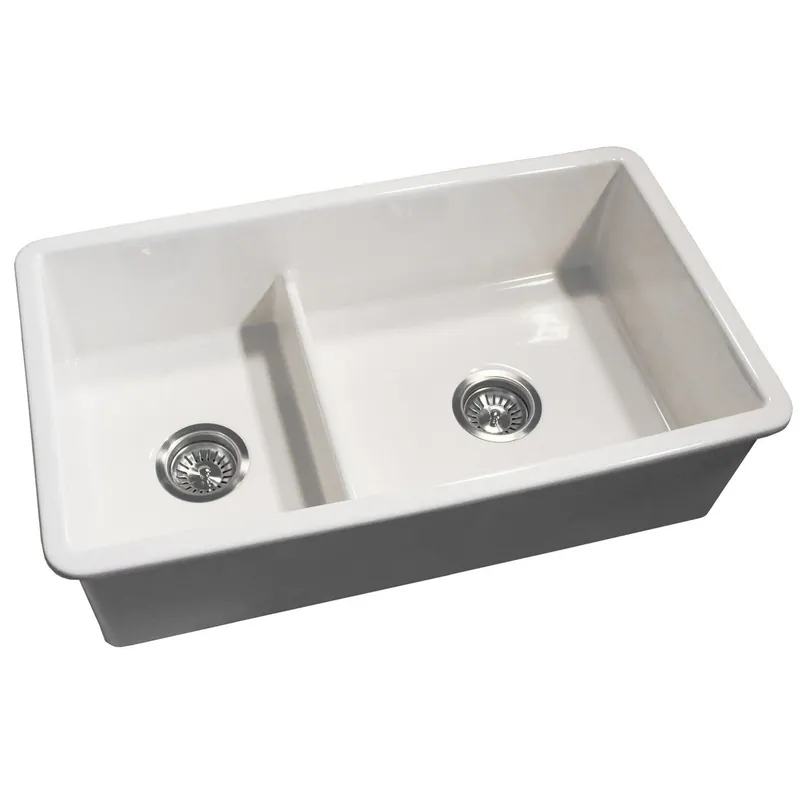 Nantucket Sinks Wellfleet-31OSW Wellfleet 31 inch Dualmount Double Bowl Fireclay Kitchen Sink