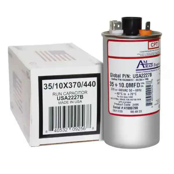 American Radionic USA2227B Run Capacitor 35 + 10 uf MFD 370/440 Volt