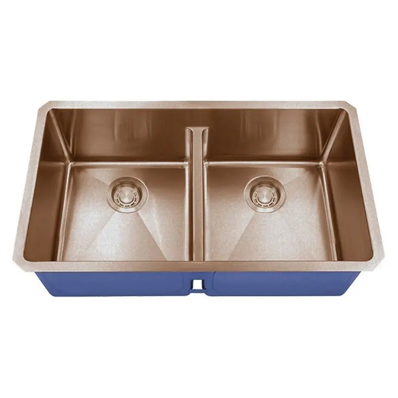 Dakota DSM-5050LDSV Signature M-Series 32 Inch Micro Radius 50/50 Low Divide Double Bowl Undermount Kitchen Sink with Bottom Grid