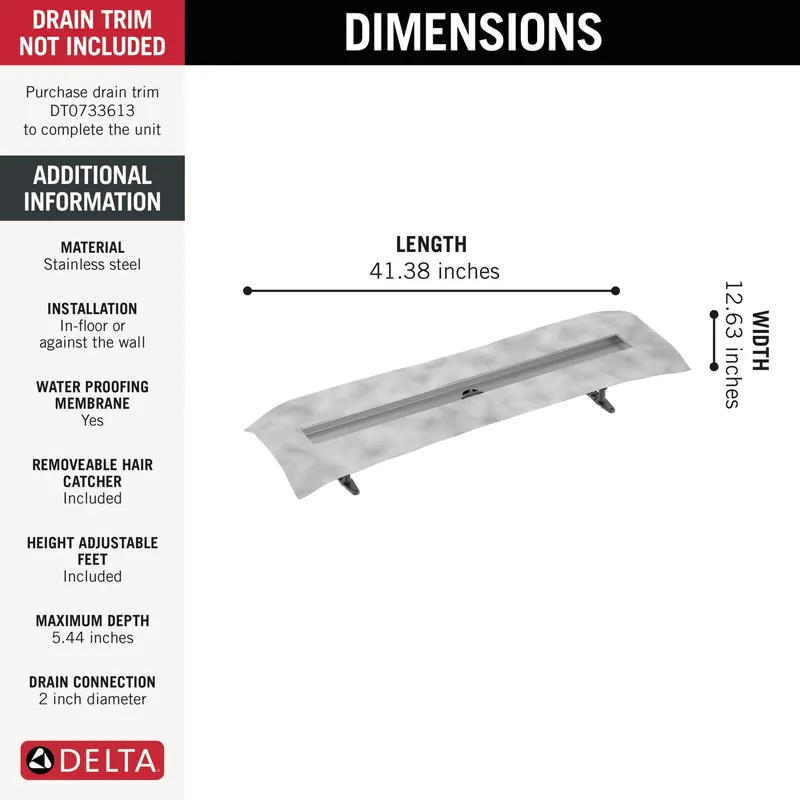 Delta Faucet dr73360 36 inches Linear Shower Drain Rough