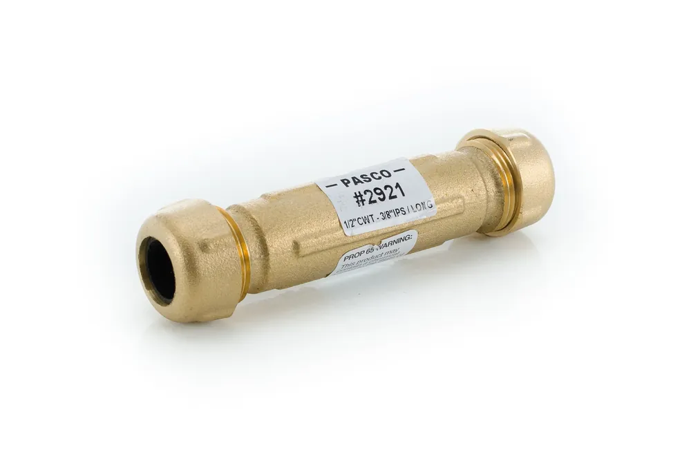 Pasco 2921 1/2cwt-3/8ips br comp cplg/long