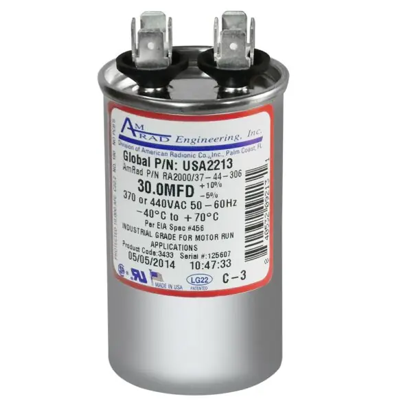 American Radionic USA2213 Round Run Capacitor 30 MFD 370/440 VAC