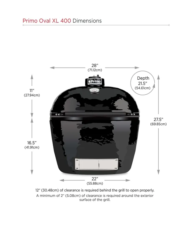 Primo PGCXLH Oval XL 400 Ceramic Kamado Grill With Stainless Steel Grates