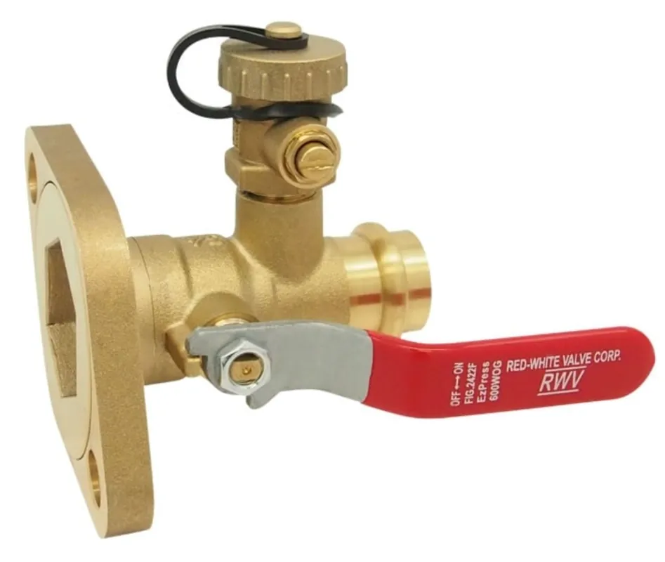 Red-White Valve 2422F2 2in EZPress x Pump Flange Ball Valve with drain