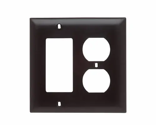 Legrand TP826-I TradeMaster 2-Gang Nylon Wall Plate 1 Duplex Receptacle Opening, 1 Decorator Opening