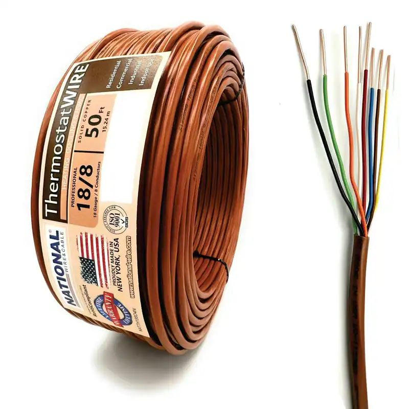 National Wire & Cable JKNATTH18804-50 8-Conductor 18 Gauge Solid Copper Thermostat Wire 50 Ft.