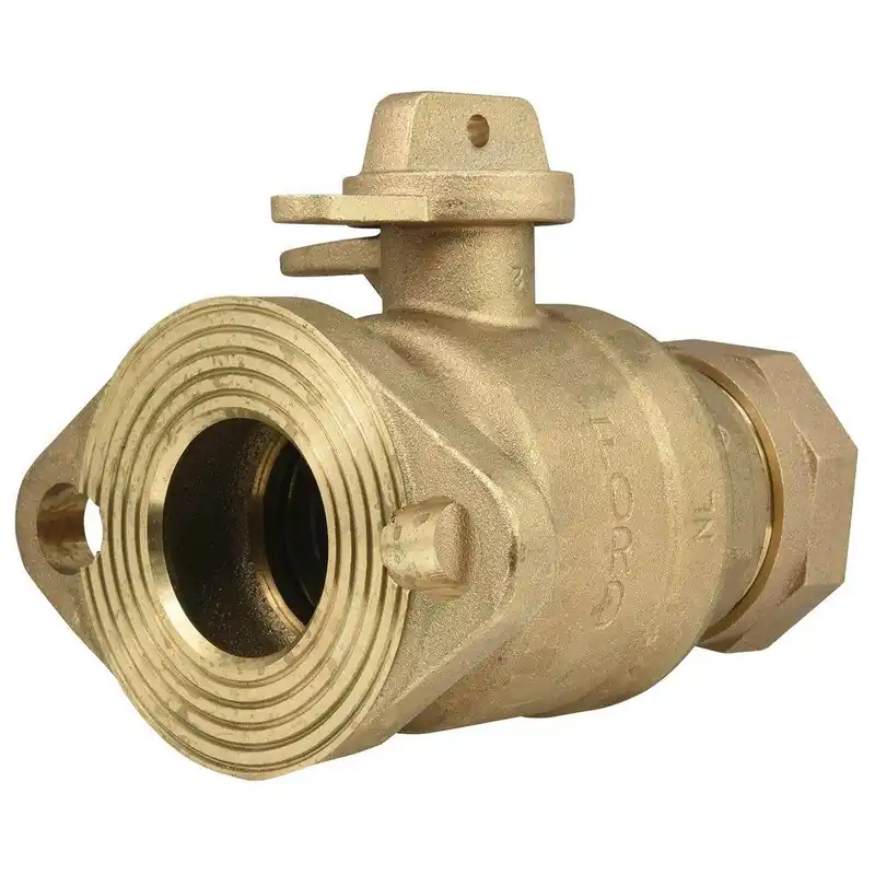 Ford Meter Box BF43-777W-Q-NL 2 in. Quick Joint x Meter Flanged Brass Straight Ball Flange Meter Valve