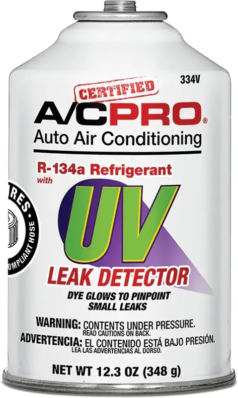 A/C Pro 334 R-134a Refrigerant w/ UV Leak Detector 12.3 oz.