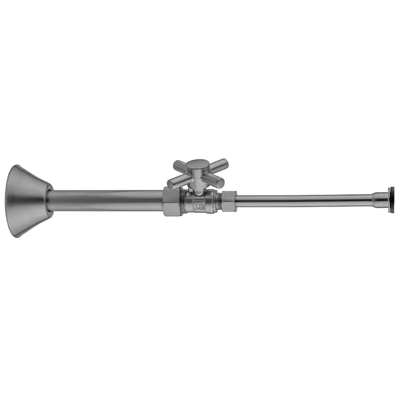 Jaclo 622-4-72CT-SG Quarter Turn Straight Pattern 5/8 inches O.D. Compression (Fits 1/2 inches Copper) x 3/8 inches O.D. Toilet Supply Kit Contempo Cross, 20 inches Supply Tube, Cover Tube, Escutcheon