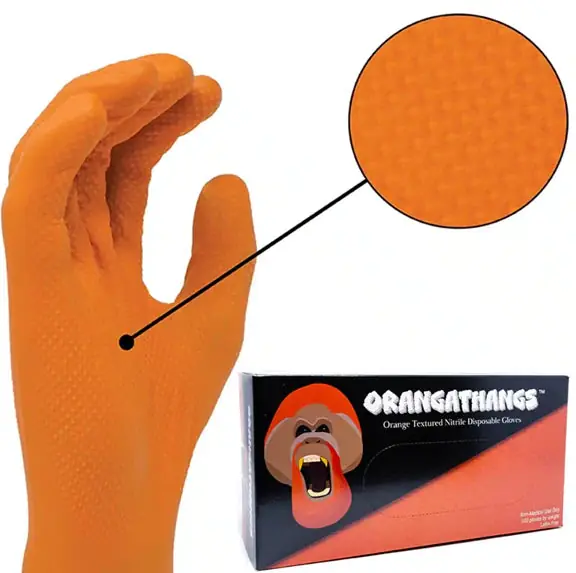 Shubee D-SB-OTHANGS-XL Orangathangs Orange Nitrile Gloves (XL)