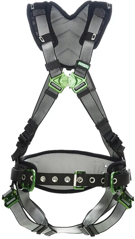 Msa Saftey 10195134 V-Fit Construction Harness Back & Hip D-Rings Quick-Connect Leg Straps Std