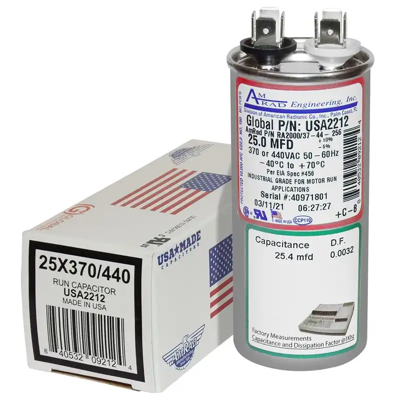 American Radionic USA2212 Run Capacitor 25 MFD 370/440 Volt