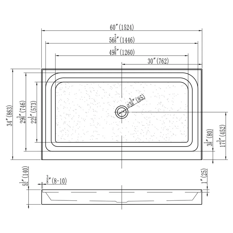 Dakota USB-ASB603445CTF-W Norrin ASB6034 60 in x 34 in